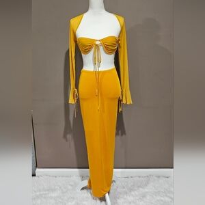 2 piece yellow outfit size small